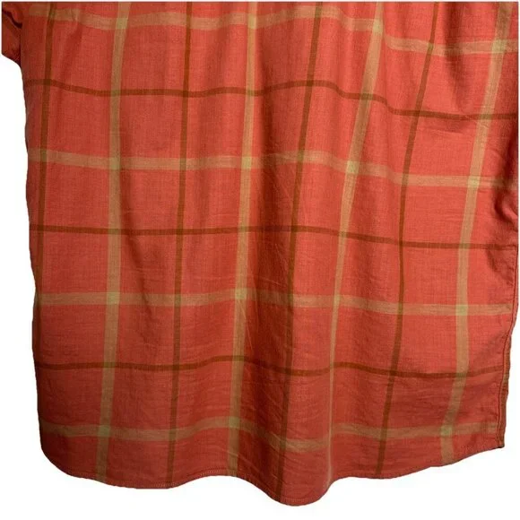 Carhartt Large Relaxed Rugged Flex Button Up Shirt Mens Orange Plaid Workwear - Picture 10 of 14